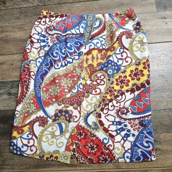 Talbots Petites Paisley Swirl Short Pencil Skirt 4P - Picture 6 of 10